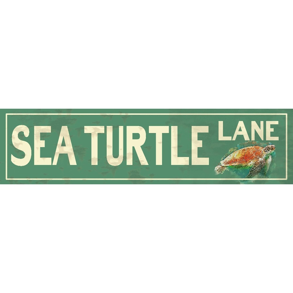 Home Decor Nautical - Customizable Sea Turtle Lane Metal Plaque,
