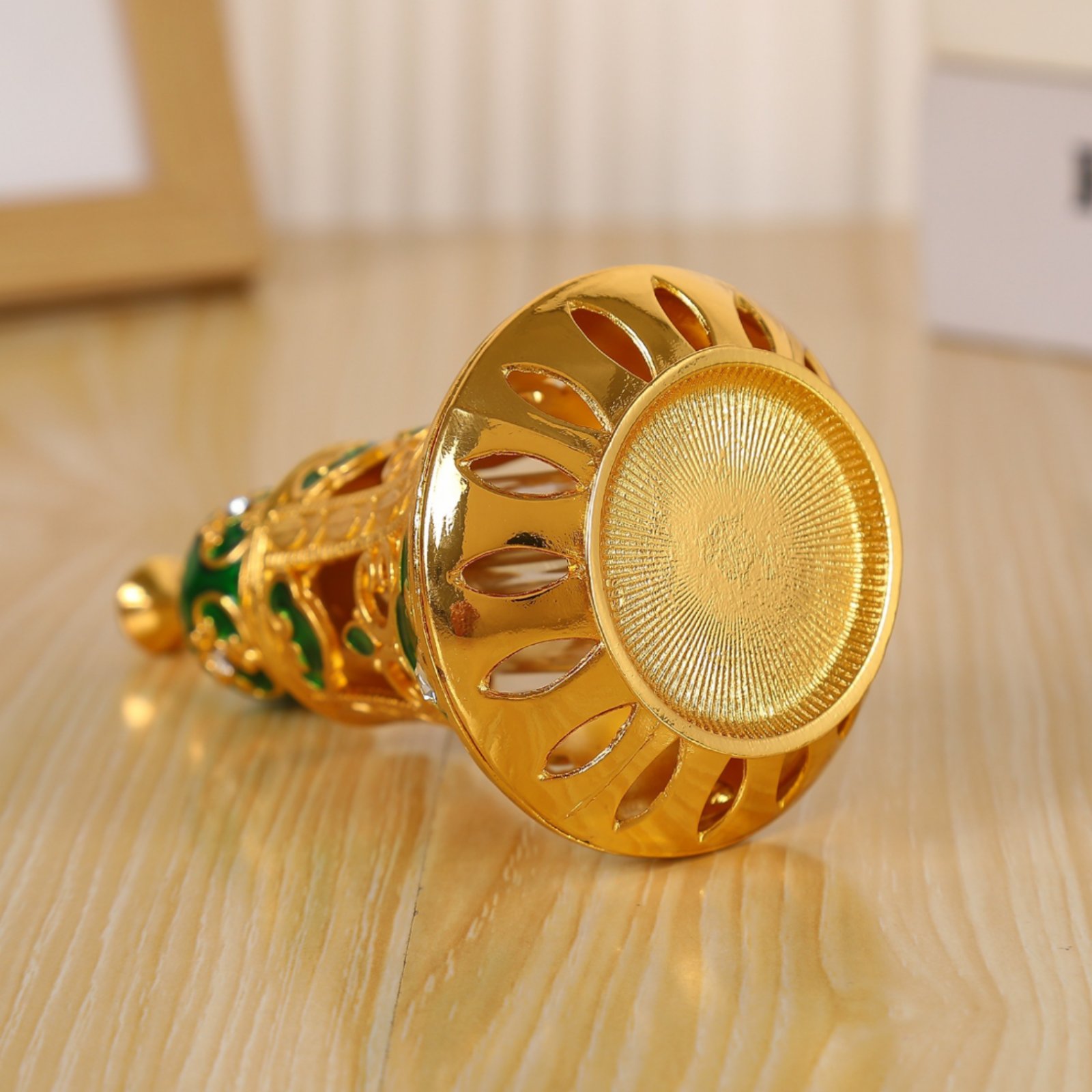 Home Decor Design - Ornate Perfume Bottle Faceted Bell-Shaped Glass