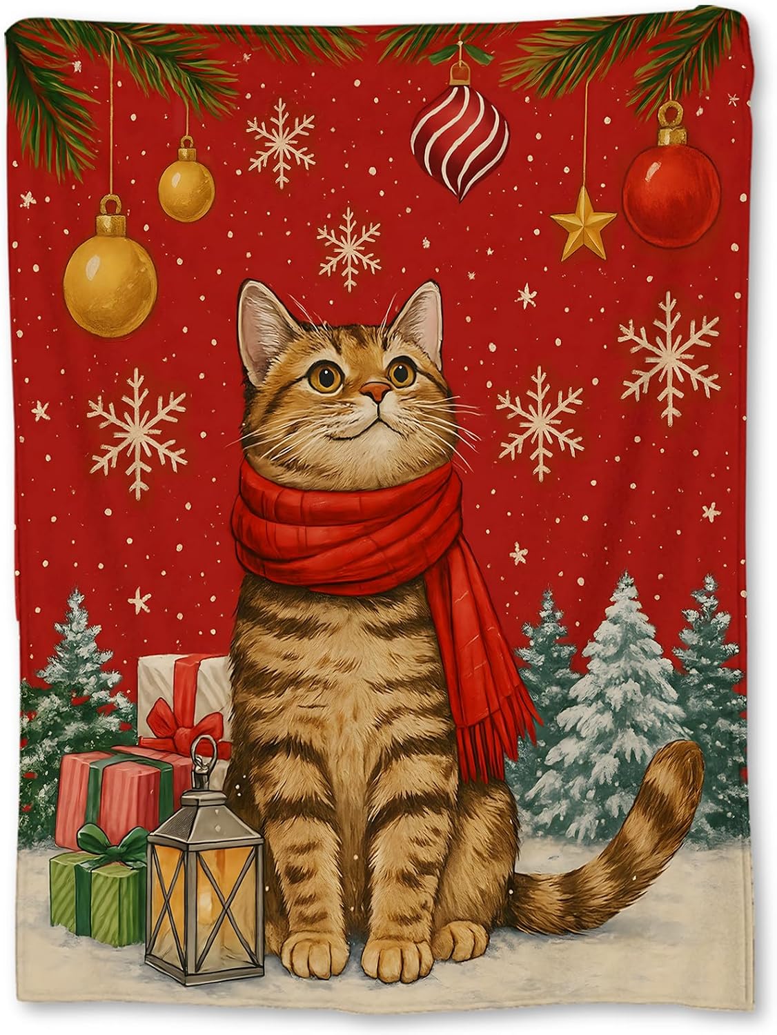 Festive Cat Christmas Throw Bl - Home Xmas Decor Ideas 评论和价格