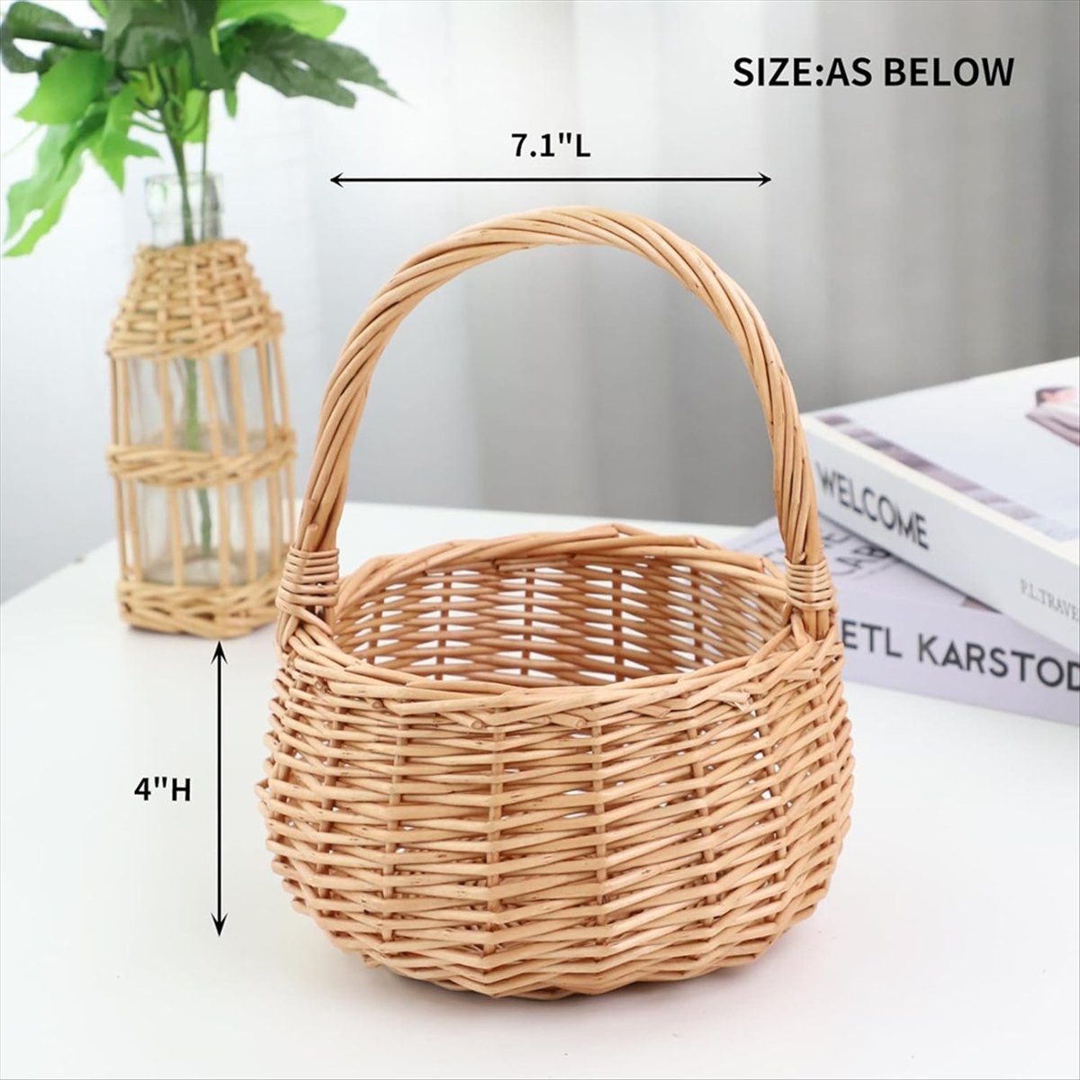 Wicker Picnic Basket with Hand - Home Decor Flowers 评论和价格