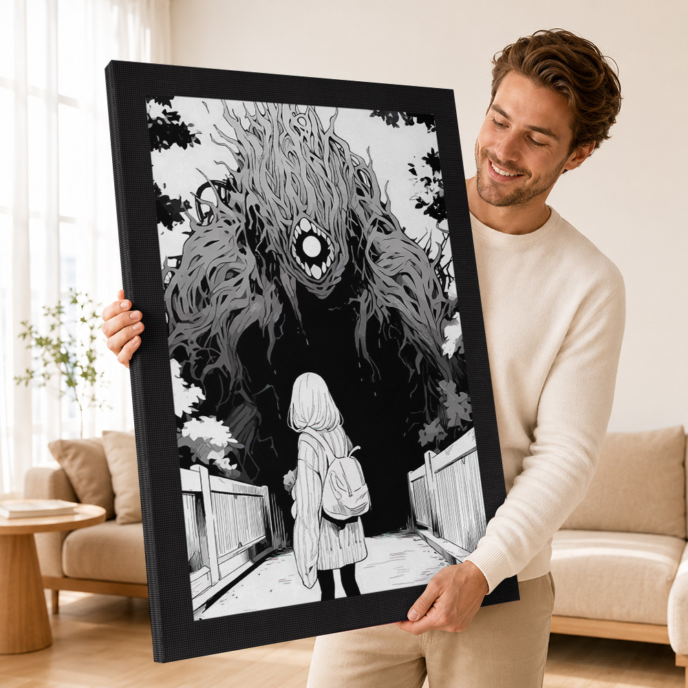 Girl faces a monstrous tree cr - Home Decor Gothic 评论和价格