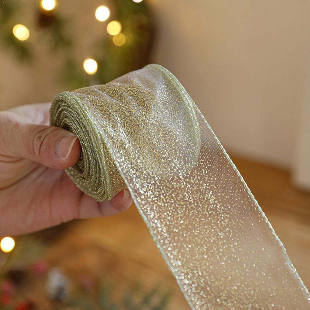 2m 2027 Christmas Ribbon Golde - Home Decor Xmas Gifts 评论和价格