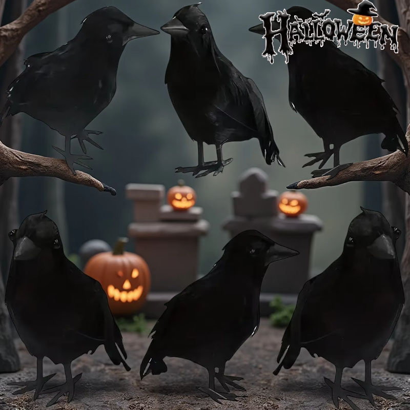 1PC Lifelike Black Crow Decor  - Home Decor Halloween 评论和价格