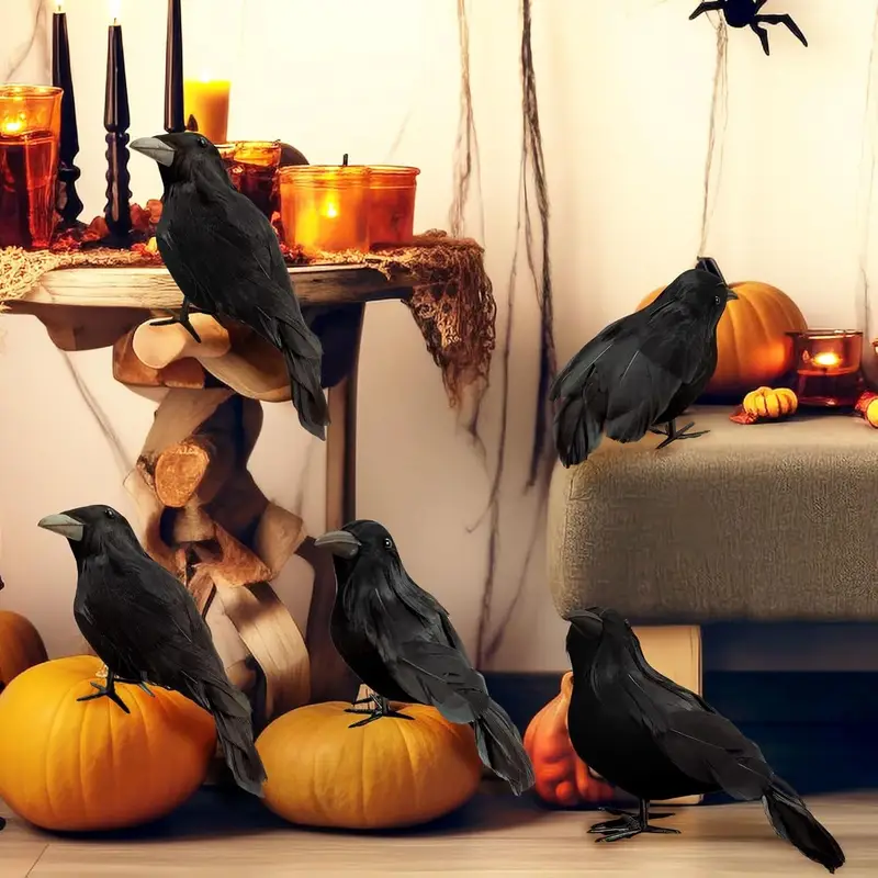 1PC Lifelike Black Crow Decor  - Home Decor Halloween 评论和价格