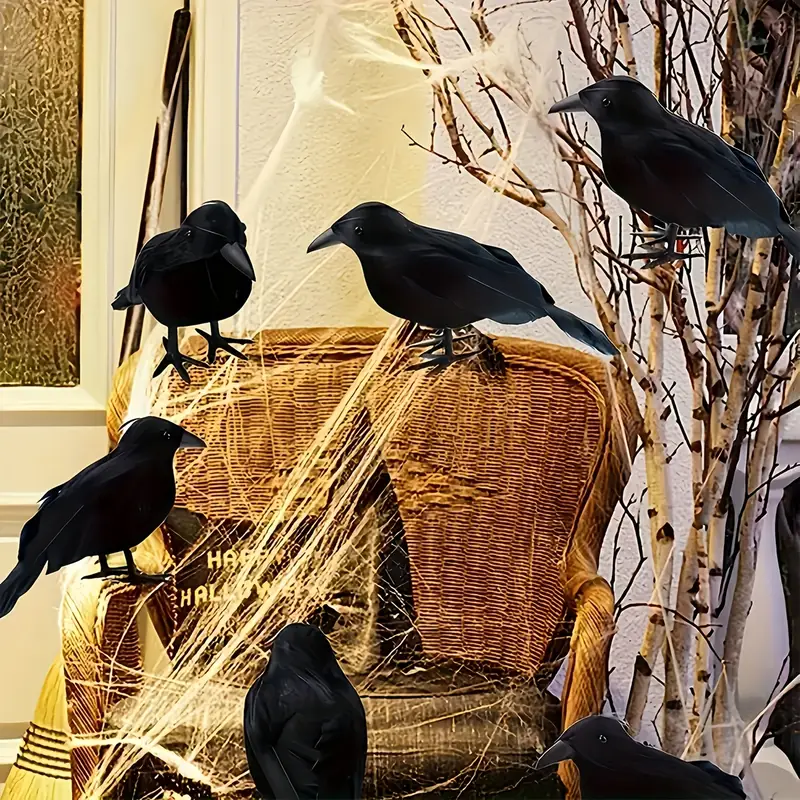 1PC Lifelike Black Crow Decor  - Home Decor Halloween 评论和价格