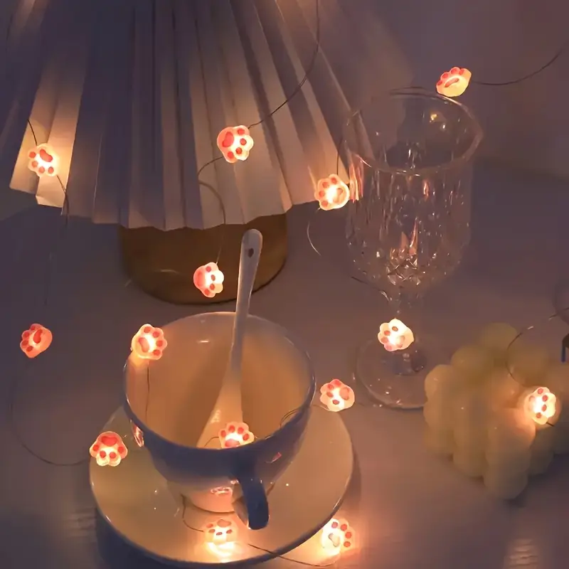 1pc 2M 20LED Pink Cute Cat Paw - Fairy Lights Bedroom 评论和价格