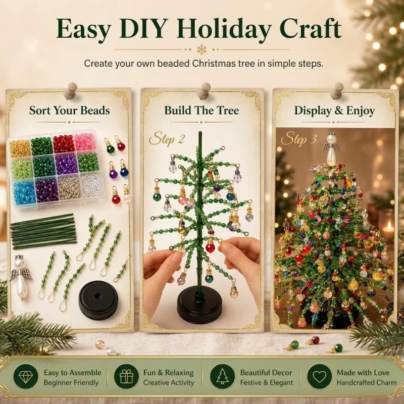 DIY Beaded Christmas Tree Kit  - Home Decor Xmas Gifts 评论和价格