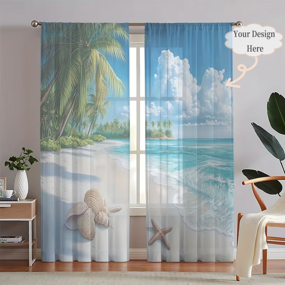 Custom 2D Flat 2pcs Sheer Curt - Home Decor Design 评论和价格