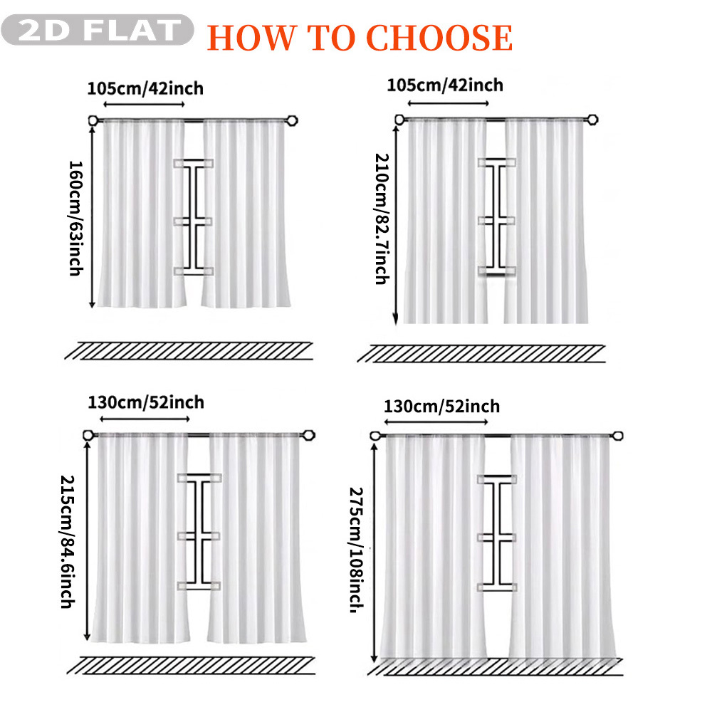 Custom 2D Flat 2pcs Sheer Curt - Home Decor Design 评论和价格