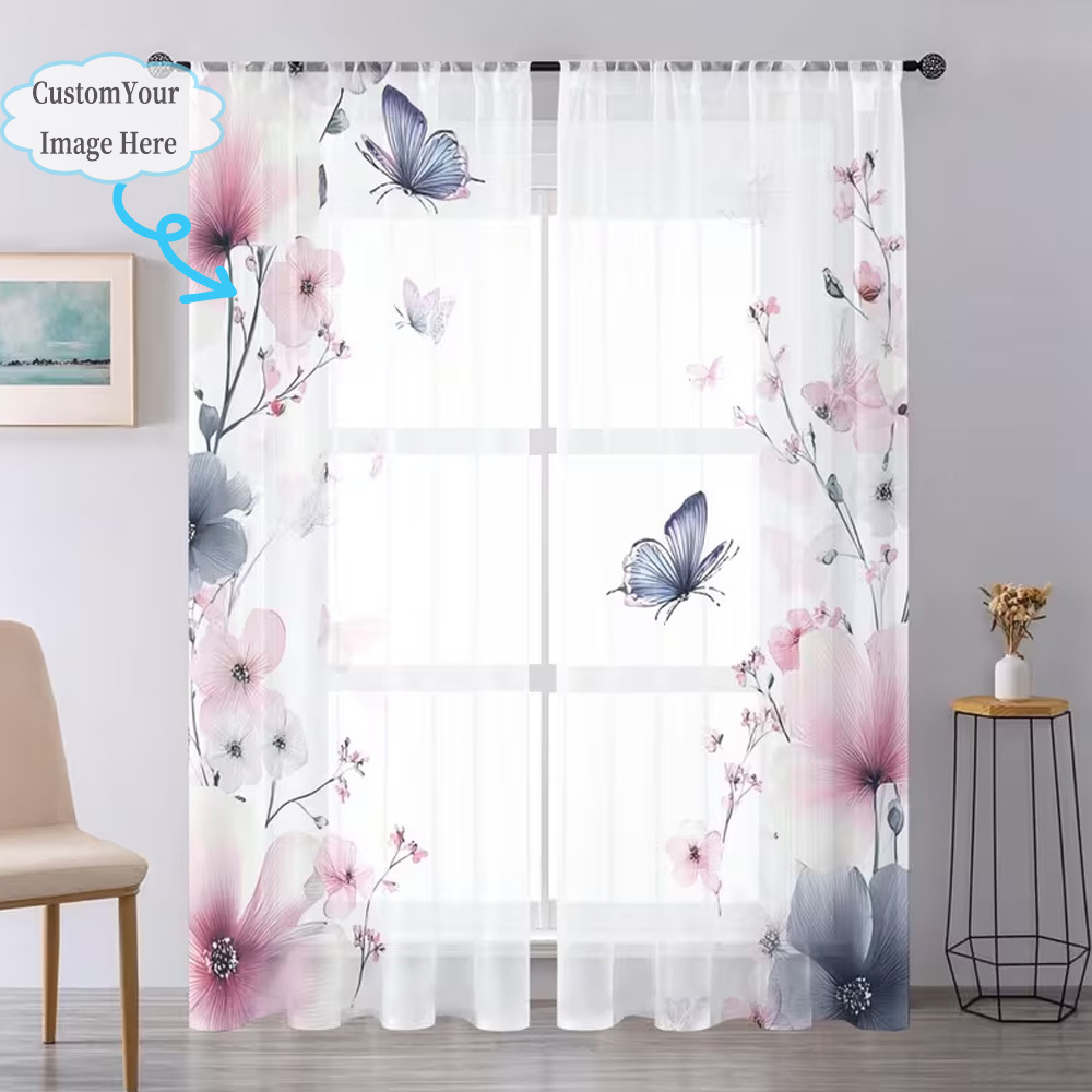 Custom 2D Flat 2pcs Sheer Curt - Home Decor Design 评论和价格