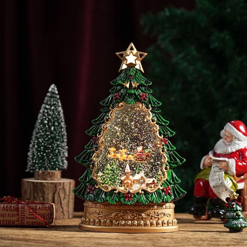 Snow Globe Music Box Christmas - Home Decor Xmas Gifts 评论和价格