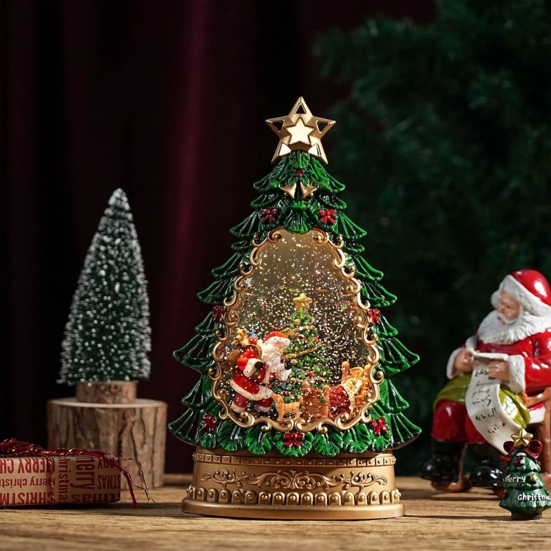 Snow Globe Music Box Christmas - Home Decor Xmas Gifts 评论和价格
