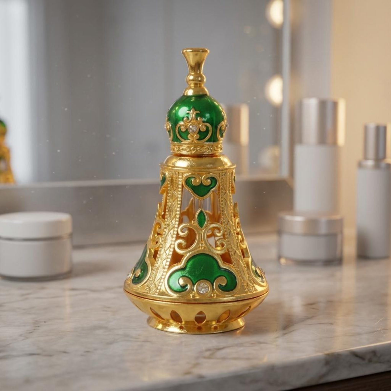 Ornate Perfume Bottle Faceted  - Home Decor Design 评论和价格