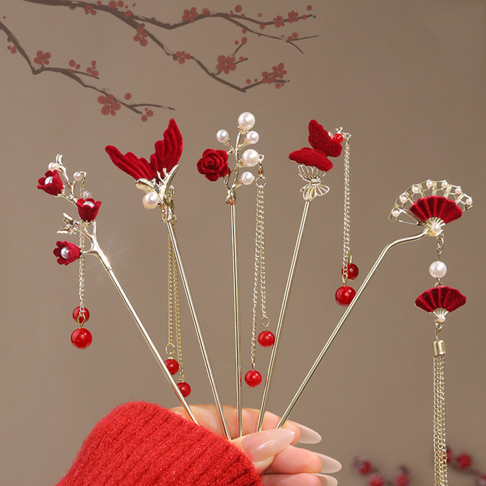 Chinese Style Rose Flower Hair - Home Decor Flowers 评论和价格