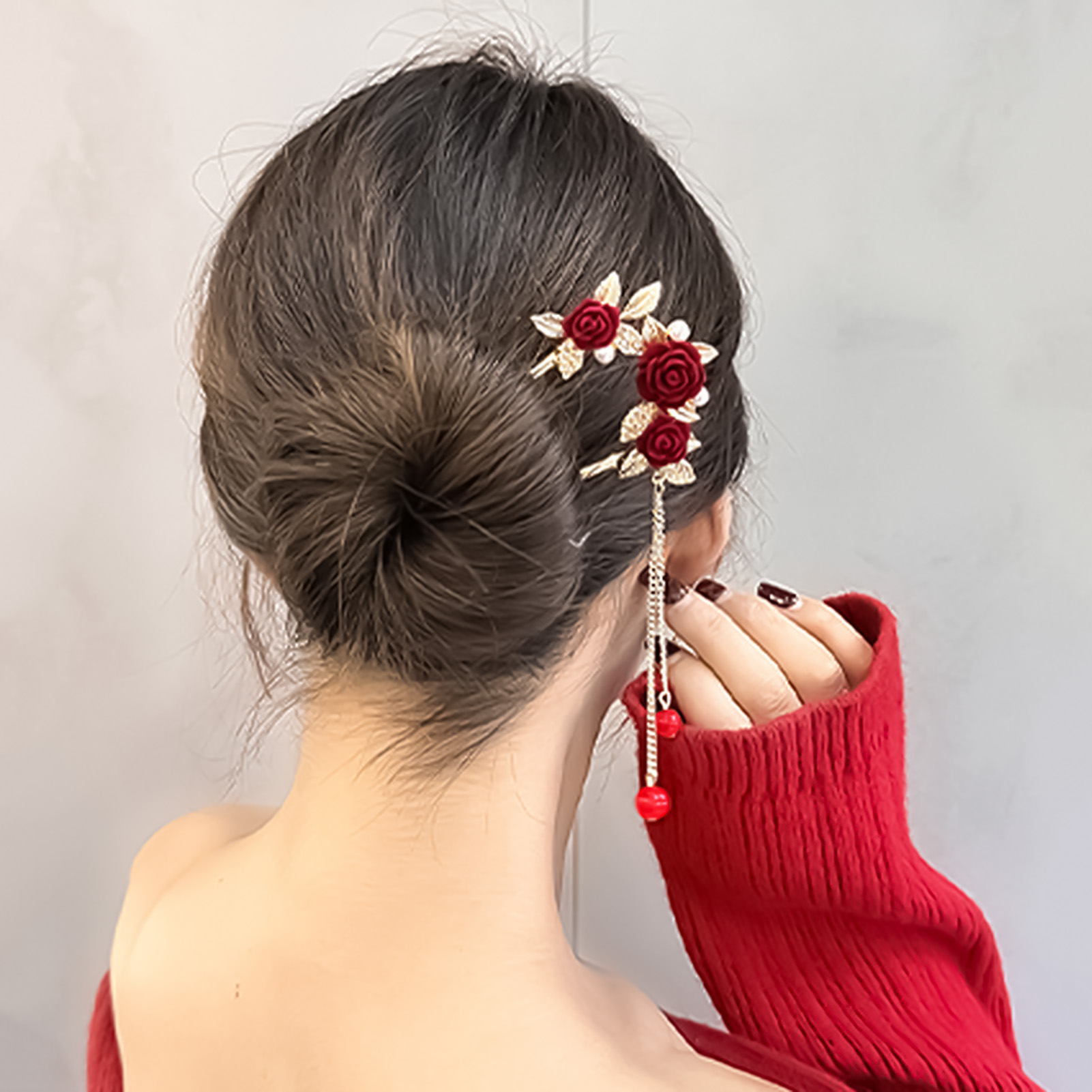 Chinese Style Rose Flower Hair - Home Decor Flowers 评论和价格