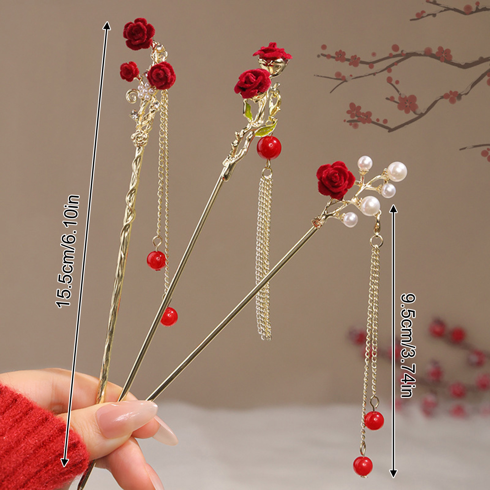 Chinese Style Rose Flower Hair - Home Decor Flowers 评论和价格