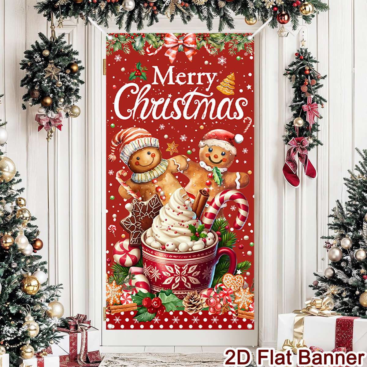 Christmas Door Banner Merry Ch - Home Decor Xmas Gifts 评论和价格