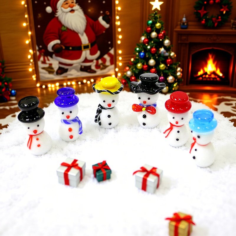 Mini Cute Glass Snowman Christ - Home Xmas Decor Ideas 评论和价格