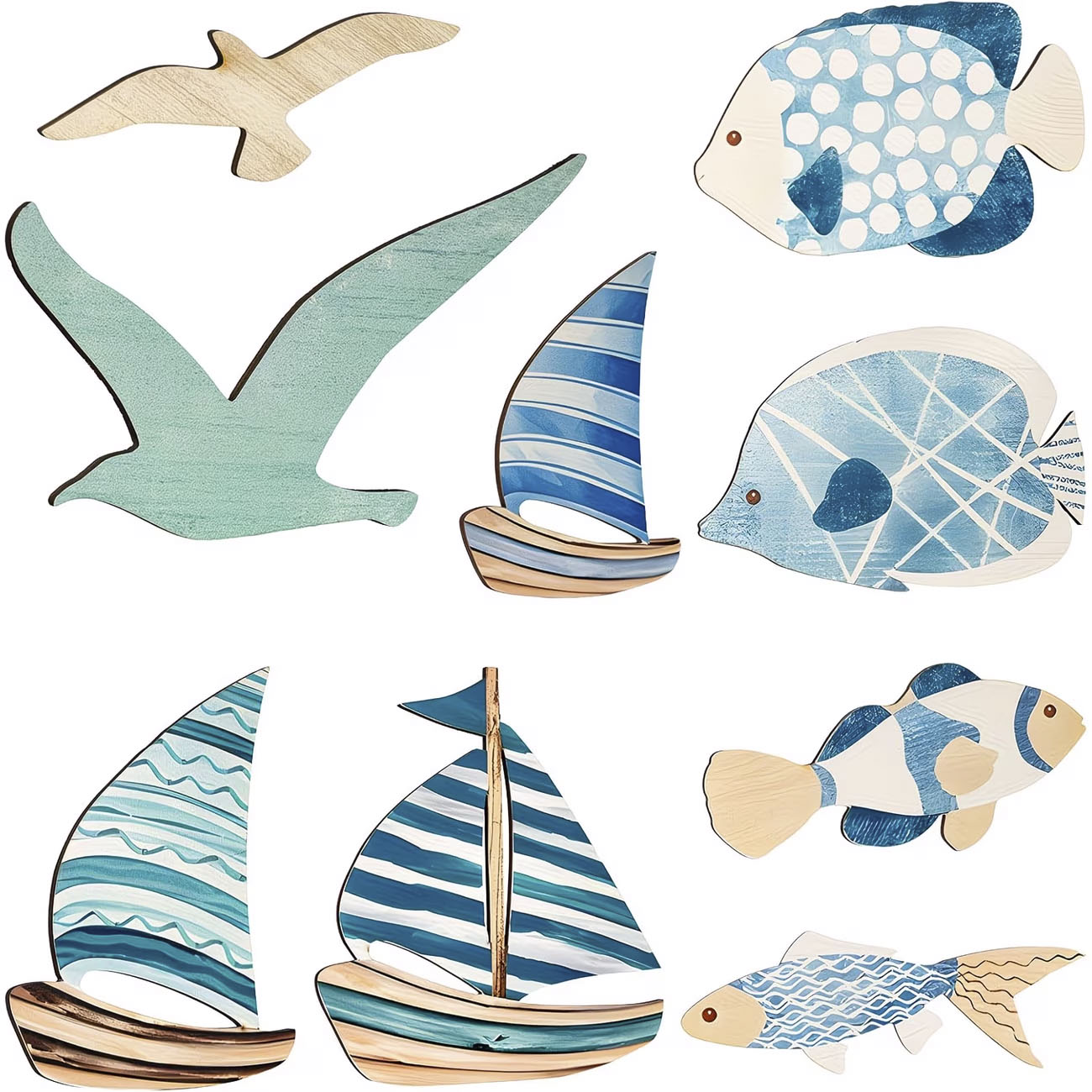 9Pcs Tropical Fish Seagull Sai - Home Decor Nautical 评论和价格