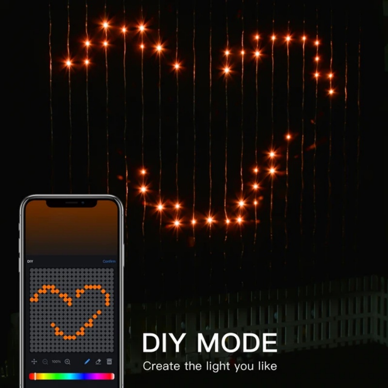 App Remote Control RGBIC Smart - String Curtain Light 评论和价格