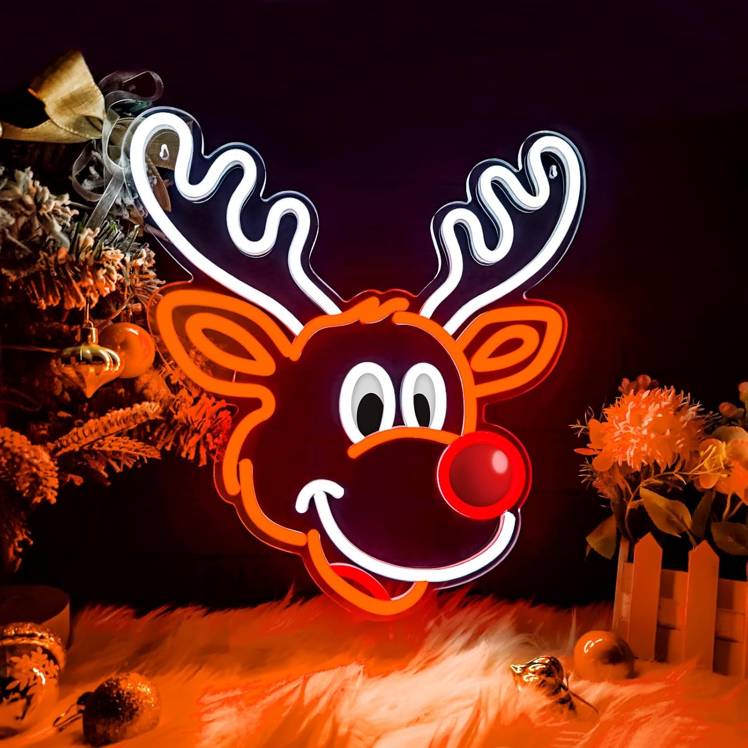 Cute Christmas Reindeer Neon S - Home Xmas Decor Ideas 评论和价格