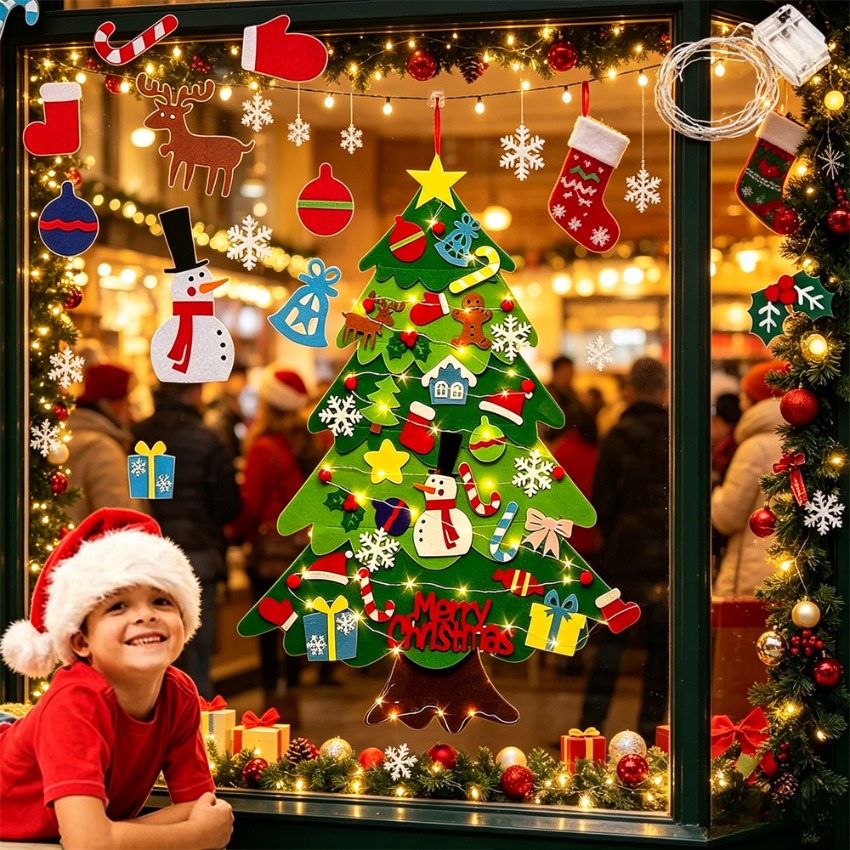 DIY Felt Christmas Tree with D - Home Decor Xmas Gifts 评论和价格