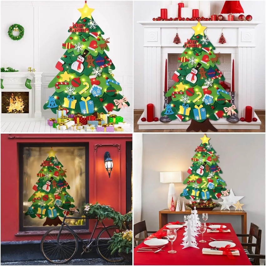 DIY Felt Christmas Tree with D - Home Decor Xmas Gifts 评论和价格