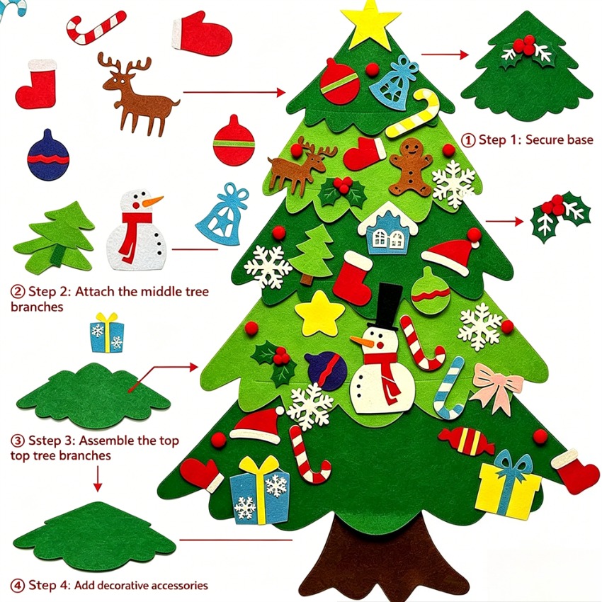 DIY Felt Christmas Tree with D - Home Decor Xmas Gifts 评论和价格